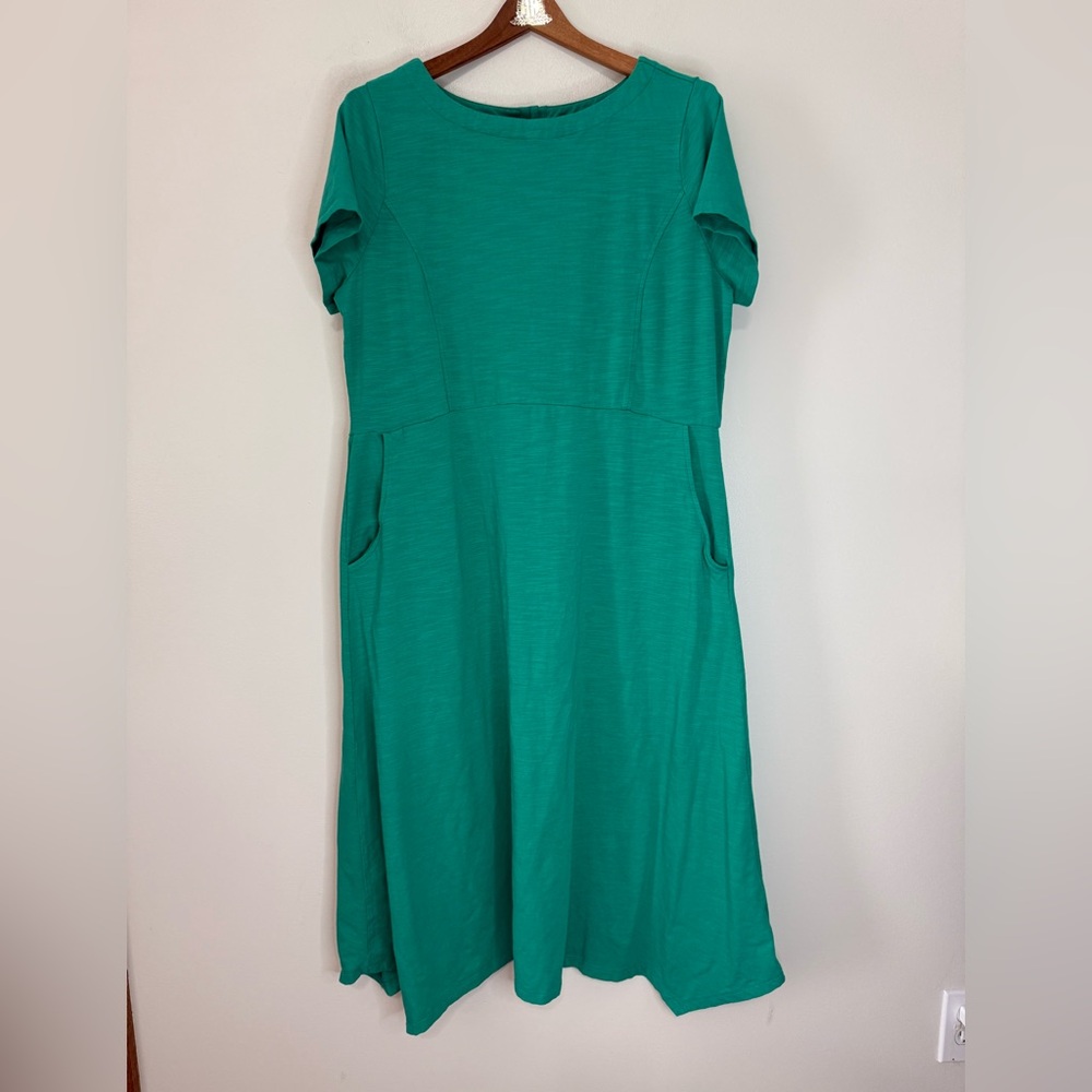 Joan Rivers Green Short-Sleeve A-Line Midi Dress button accents in size LP